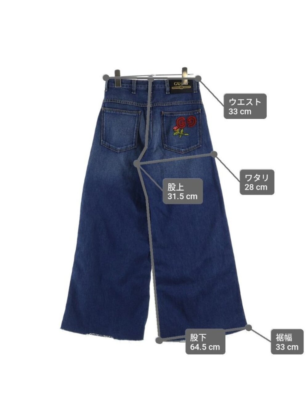 Gucci Wide Leg Denim Pants Indigo Blue - Picture 9 of 9